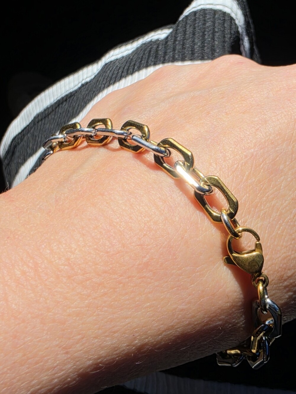 Two-Tone Gold and Silver Chain Bracelet - Picture 2 of 5